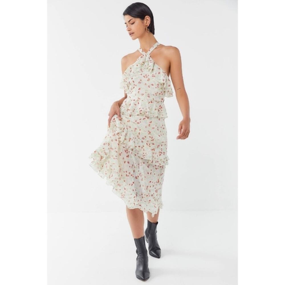 NWT Urban Outfitters Sacramento Tiered Ruffle Halter Midi Dress Floral Boho - Picture 13 of 13